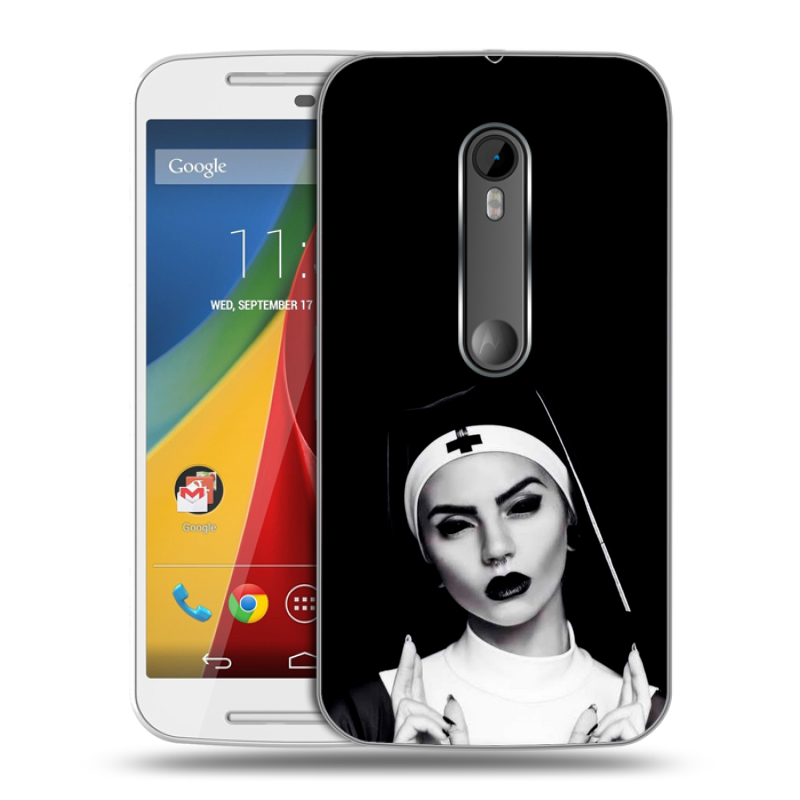Силиконовый чехол на Motorola Moto G с принтом монашка Силиконовый чехол на Motorola Moto G с принтом монашка