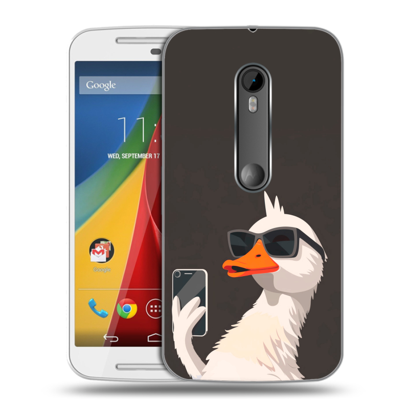 Пластиковый чехол на Motorola Moto G с принтом утка в очках Пластиковый чехол на Motorola Moto G с принтом утка в очках