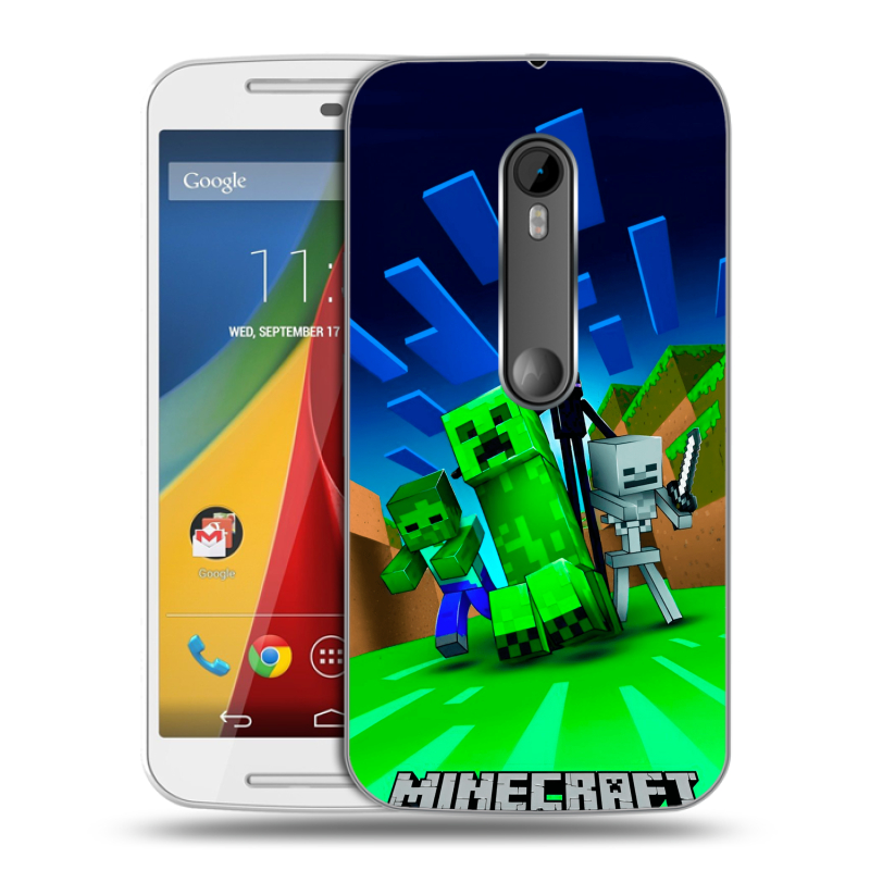 Пластиковый чехол на Motorola Moto G с принтом Майнкрафт Пластиковый чехол на Motorola Moto G с принтом Майнкрафт