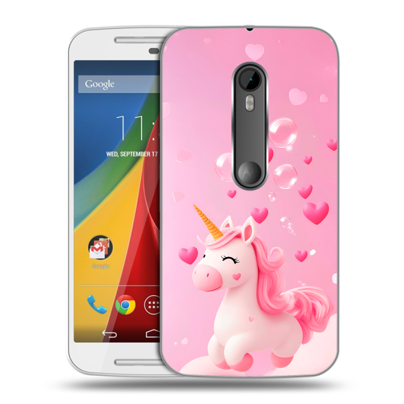 Силиконовый чехол на Motorola Moto G с принтом Единорог Силиконовый чехол на Motorola Moto G с принтом Единорог