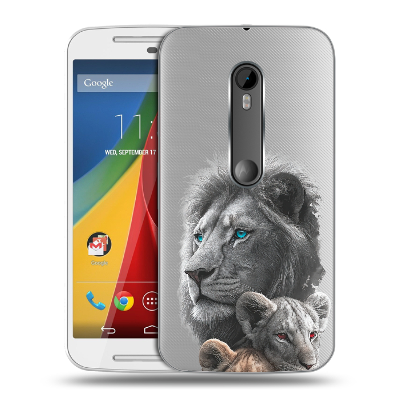 Силиконовый чехол на Motorola Moto G с принтом Львы Силиконовый чехол на Motorola Moto G с принтом Львы