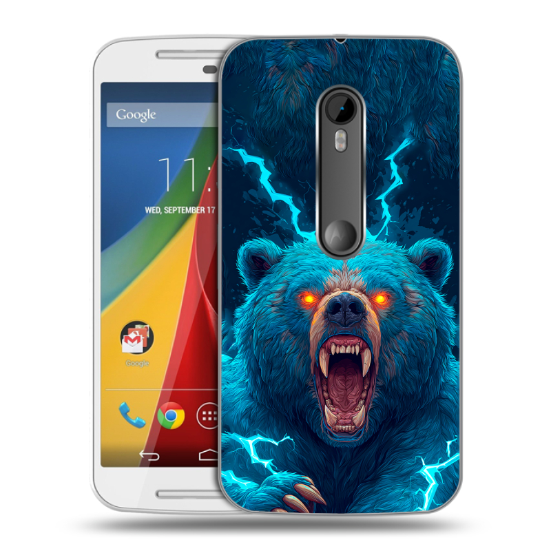 Силиконовый чехол на Motorola Moto G с принтом Медведь Силиконовый чехол на Motorola Moto G с принтом Медведь