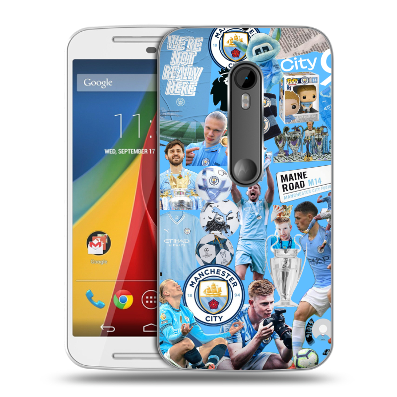 Силиконовый чехол на Motorola Moto G с принтом Man City Манчестер Сити Силиконовый чехол на Motorola Moto G с принтом Man City Манчестер Сити