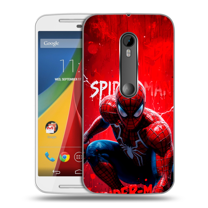 Силиконовый чехол на Motorola Moto G с принтом Spiderman Человек паук Силиконовый чехол на Motorola Moto G с принтом Spiderman Человек паук