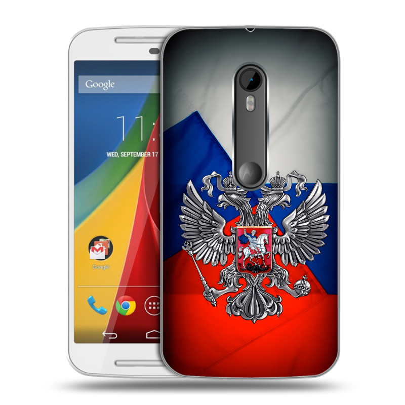 Силиконовый чехол на Motorola Moto G с принтом Флаг России Силиконовый чехол на Motorola Moto G с принтом Флаг России