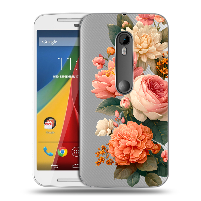 Силиконовый чехол на Motorola Moto G с принтом цветы Силиконовый чехол на Motorola Moto G с принтом цветы