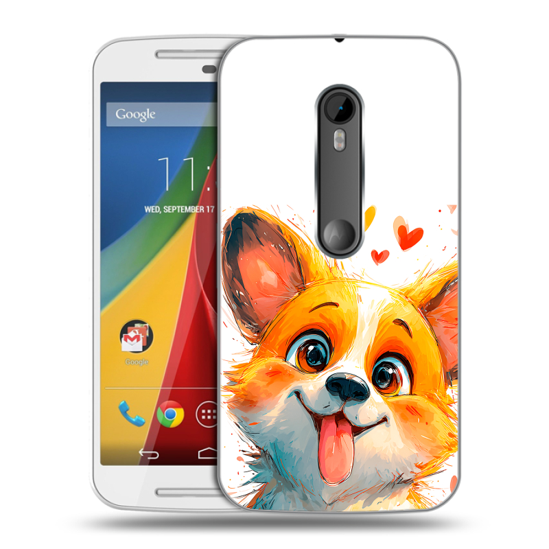 Силиконовый чехол на Motorola Moto G с принтом корги Силиконовый чехол на Motorola Moto G с принтом корги