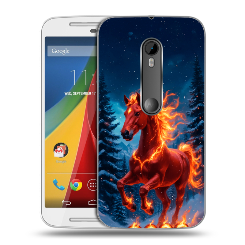 Силиконовый чехол на Motorola Moto G с принтом Новый год коня Силиконовый чехол на Motorola Moto G с принтом Новый год коня