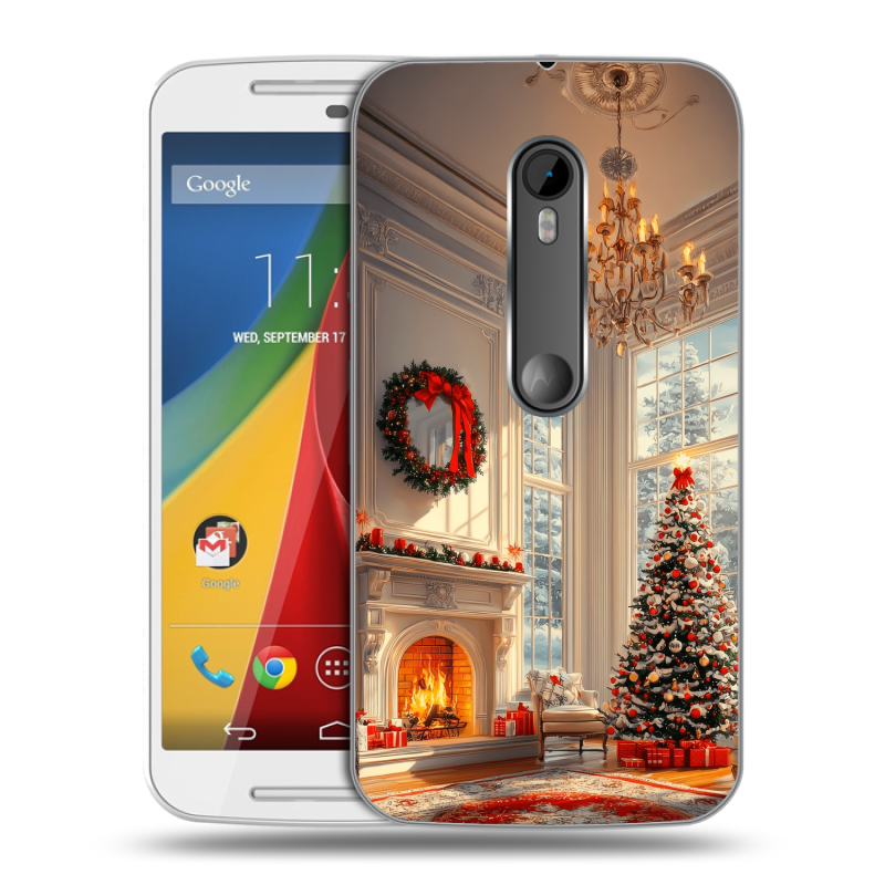 Силиконовый чехол на Motorola Moto G с принтом Новый год Силиконовый чехол на Motorola Moto G с принтом Новый год