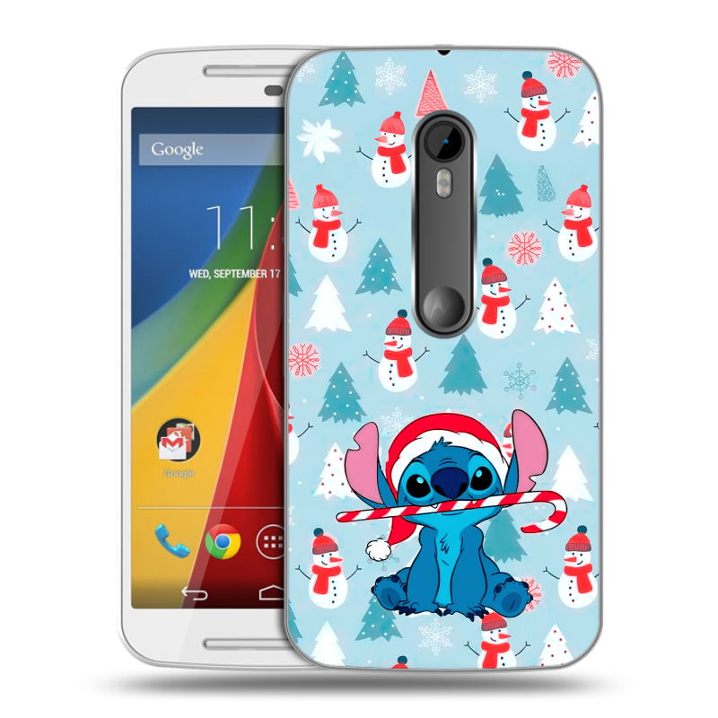 Силиконовый чехол на Motorola Moto G с принтом Стич Новый год Силиконовый чехол на Motorola Moto G с принтом Стич Новый год