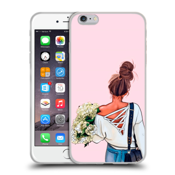 Силиконовый чехол на Iphone 6 Plus/6s Plus с принтом Девушка и букет