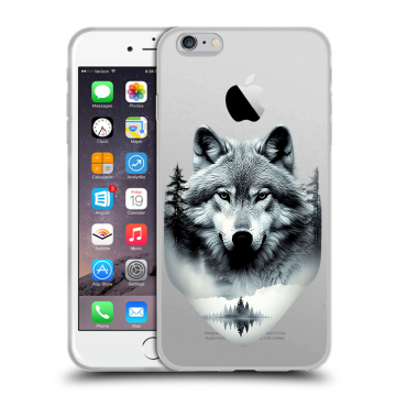 Силиконовый чехол на Iphone 6 Plus/6s Plus с принтом Волк в лесу Силиконовый чехол на Iphone 6 Plus/6s Plus с принтом Волк в лесу