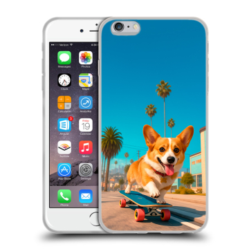 Силиконовый чехол на Iphone 6 Plus/6s Plus с принтом Корги на скейте Силиконовый чехол на Iphone 6 Plus/6s Plus с принтом Корги на скейте