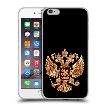 Силиконовый чехол на Iphone 6 Plus/6s Plus с принтом Герб России золотой Силиконовый чехол на Iphone 6 Plus/6s Plus с принтом Герб России золотой