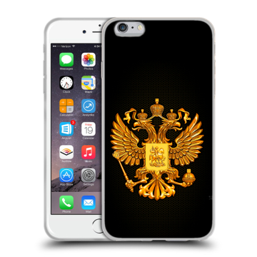Силиконовый чехол на Iphone 6 Plus/6s Plus с принтом Герб России желтый