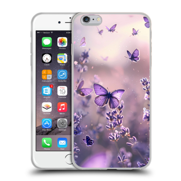 Силиконовый чехол на Iphone 6 Plus/6s Plus с принтом бабочки и лаванда