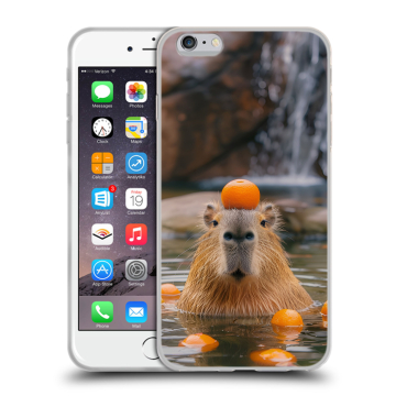Силиконовый чехол на Iphone 6 Plus/6s Plus с принтом Капибара с апельсином Силиконовый чехол на Iphone 6 Plus/6s Plus с принтом Капибара с апельсином