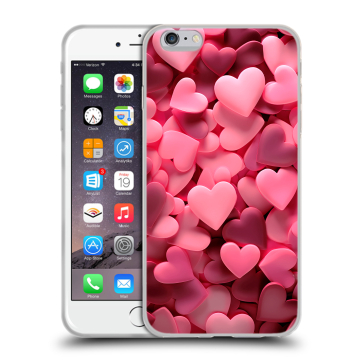 Силиконовый чехол на Iphone 6 Plus/6s Plus с принтом розовые сердечки Силиконовый чехол на Iphone 6 Plus/6s Plus с принтом розовые сердечки