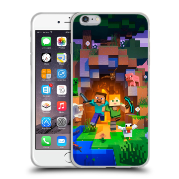 Силиконовый чехол на Iphone 6 Plus/6s Plus с принтом Майнкрафт Minecraft Силиконовый чехол на Iphone 6 Plus/6s Plus с принтом Майнкрафт Minecraft
