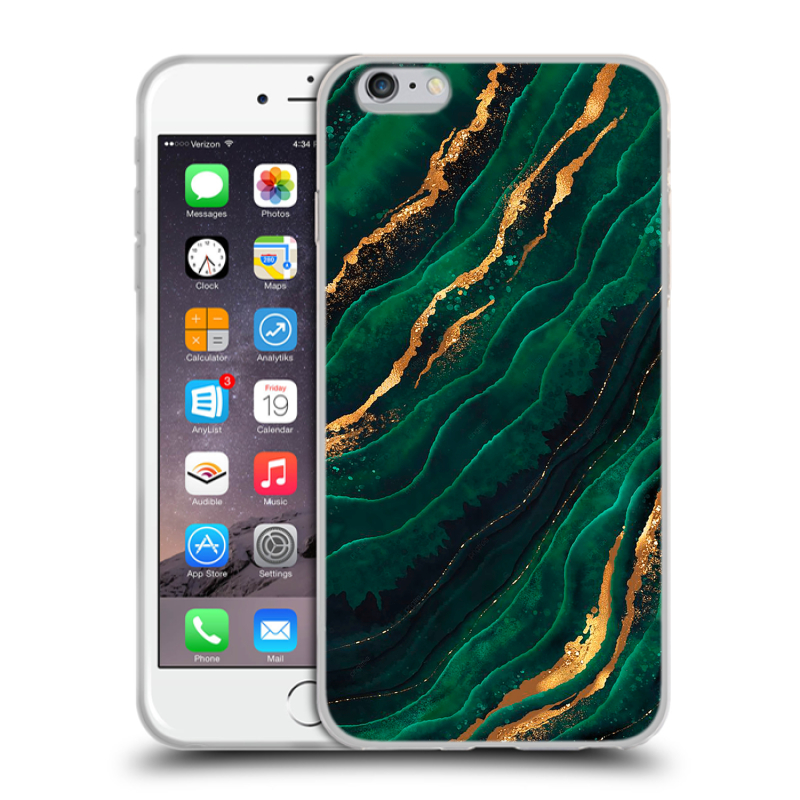 Пластиковый чехол на Iphone 6 Plus/6s Plus с принтом Мрамор зеленое золото Пластиковый чехол на Iphone 6 Plus/6s Plus с принтом Мрамор зеленое золото