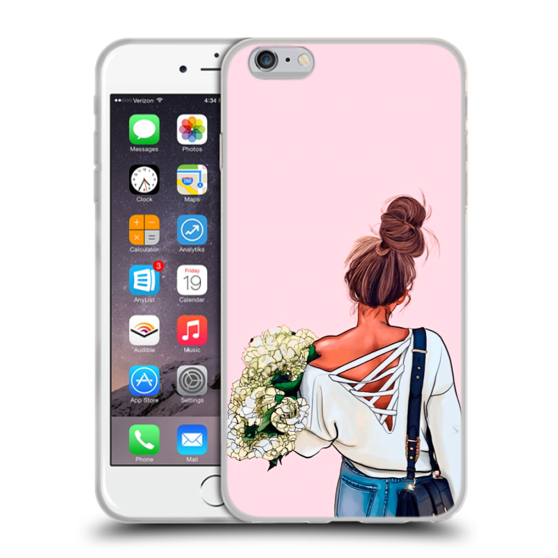 Пластиковый чехол на Iphone 6 Plus/6s Plus с принтом Девушка и букет Пластиковый чехол на Iphone 6 Plus/6s Plus с принтом Девушка и букет