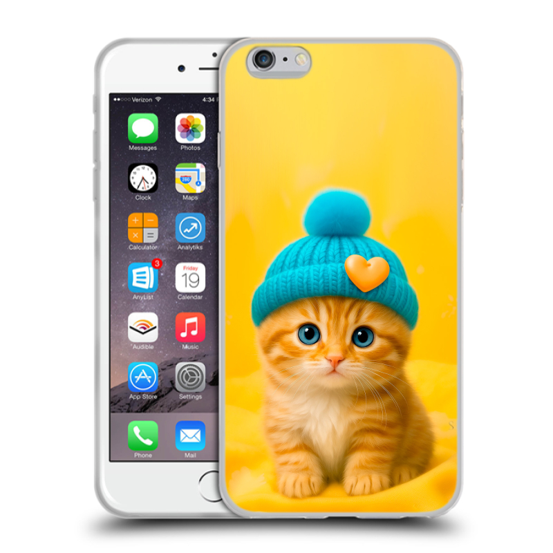 Силиконовый чехол на Iphone 6 Plus/6s Plus с принтом Котенок в шапке Силиконовый чехол на Iphone 6 Plus/6s Plus с принтом Котенок в шапке