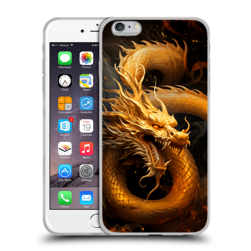Пластиковый чехол на Iphone 6 Plus/6s Plus с принтом Золотой дракон Пластиковый чехол на Iphone 6 Plus/6s Plus с принтом Золотой дракон