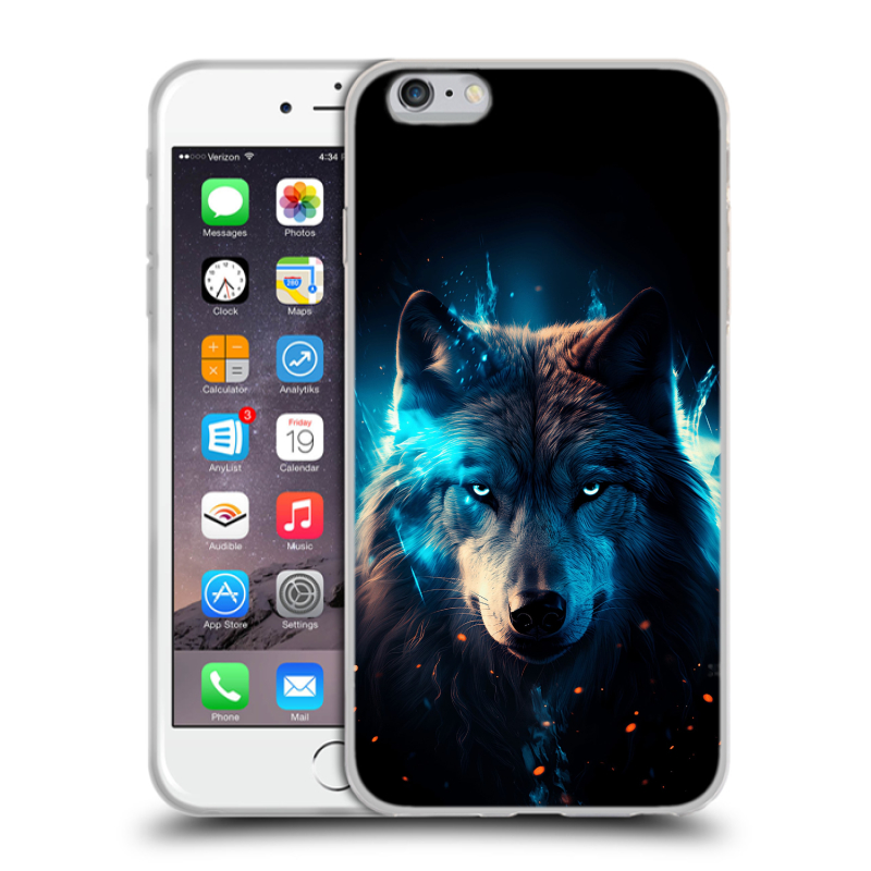Пластиковый чехол на Iphone 6 Plus/6s Plus с принтом Волк ночной Пластиковый чехол на Iphone 6 Plus/6s Plus с принтом Волк ночной