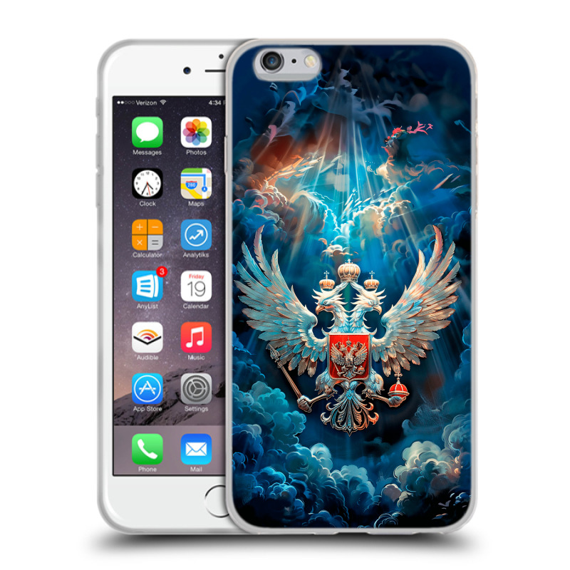 Пластиковый чехол на Iphone 6 Plus/6s Plus с принтом Герб флаг России Пластиковый чехол на Iphone 6 Plus/6s Plus с принтом Герб флаг России