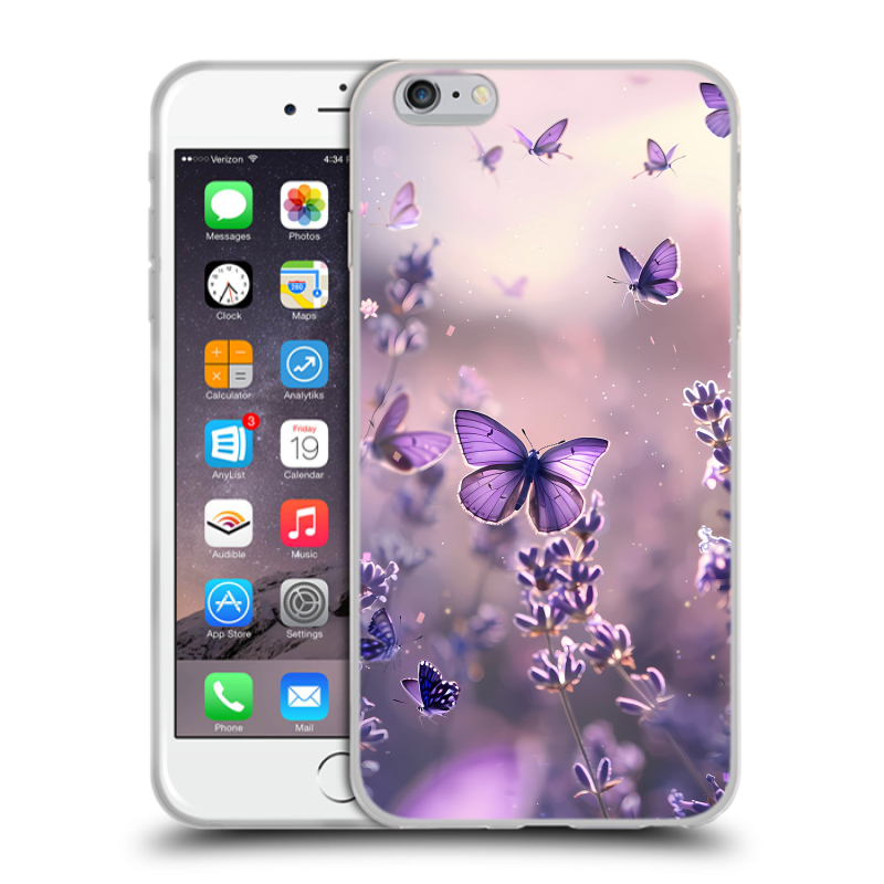 Силиконовый чехол на Iphone 6 Plus/6s Plus с принтом бабочки и лаванда Силиконовый чехол на Iphone 6 Plus/6s Plus с принтом бабочки и лаванда