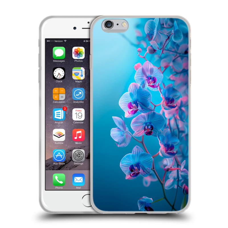 Силиконовый чехол на Iphone 6 Plus/6s Plus с принтом голубые орхидеи Силиконовый чехол на Iphone 6 Plus/6s Plus с принтом голубые орхидеи