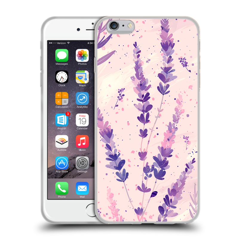 Пластиковый чехол на Iphone 6 Plus/6s Plus с принтом цветы лаванда Пластиковый чехол на Iphone 6 Plus/6s Plus с принтом цветы лаванда