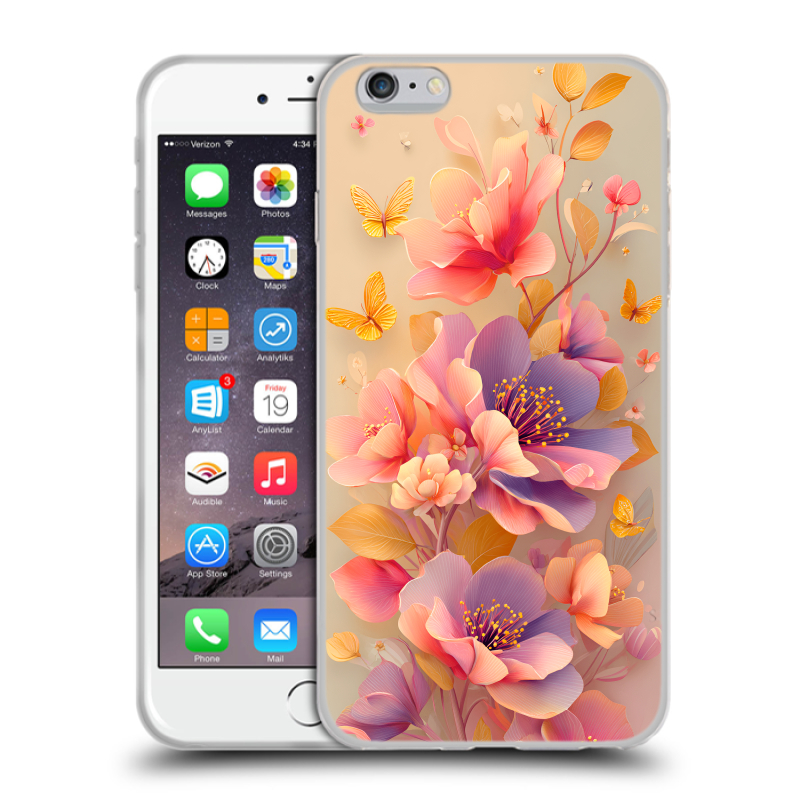 Силиконовый чехол на Iphone 6 Plus/6s Plus с принтом Цветы и бабочки Силиконовый чехол на Iphone 6 Plus/6s Plus с принтом Цветы и бабочки