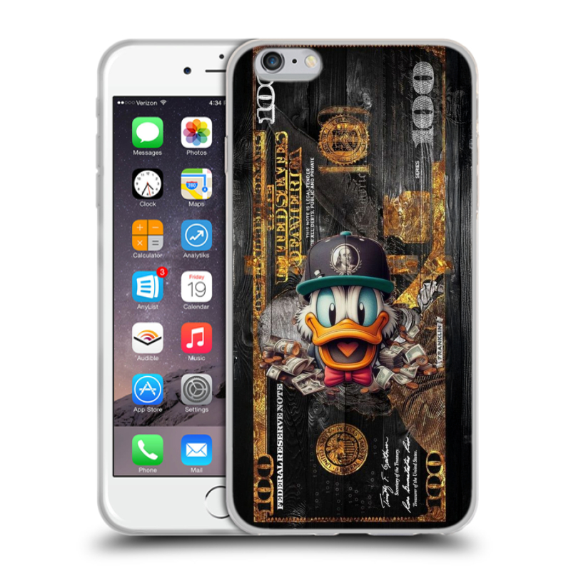 Пластиковый чехол на Iphone 6 Plus/6s Plus с принтом Дональд Дак Доллар Пластиковый чехол на Iphone 6 Plus/6s Plus с принтом Дональд Дак Доллар