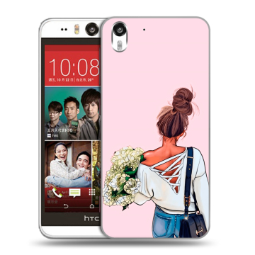 Пластиковый чехол на HTC Desire Eye с принтом Девушка и букет Пластиковый чехол на HTC Desire Eye с принтом Девушка и букет