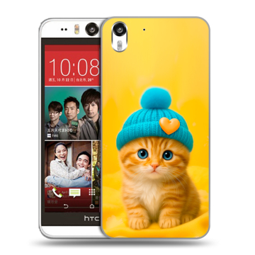 Пластиковый чехол на HTC Desire Eye с принтом Котенок в шапке