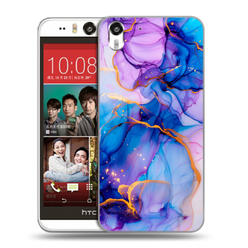 Пластиковый чехол на HTC Desire Eye с принтом синий мрамор Пластиковый чехол на HTC Desire Eye с принтом синий мрамор