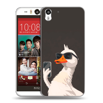 Пластиковый чехол на HTC Desire Eye с принтом утка в очках