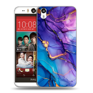 Пластиковый чехол на HTC Desire Eye с принтом синий мрамор