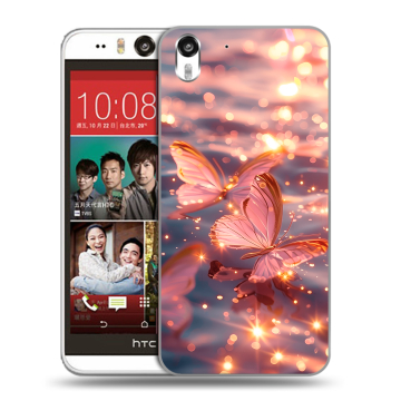 Пластиковый чехол на HTC Desire Eye с принтом бабочки розовые Пластиковый чехол на HTC Desire Eye с принтом бабочки розовые