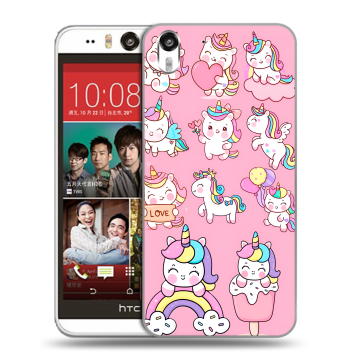 Пластиковый чехол на HTC Desire Eye с принтом Единороги и радуга