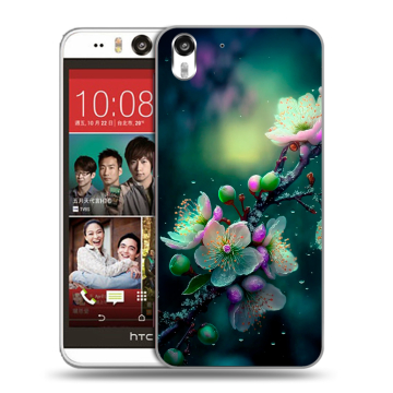 Пластиковый чехол на HTC Desire Eye с принтом Цветы и мрамор