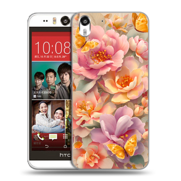 Пластиковый чехол на HTC Desire Eye с принтом Цветы и бабочки