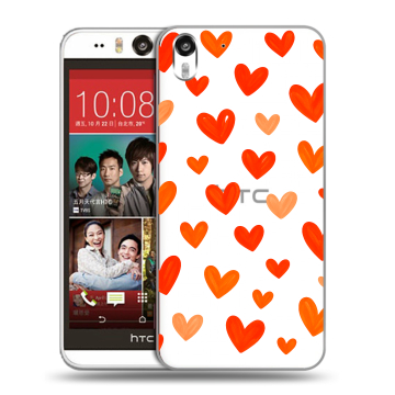 Пластиковый чехол на HTC Desire Eye с принтом Сердечки