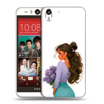 Пластиковый чехол на HTC Desire Eye с принтом девушка цветы