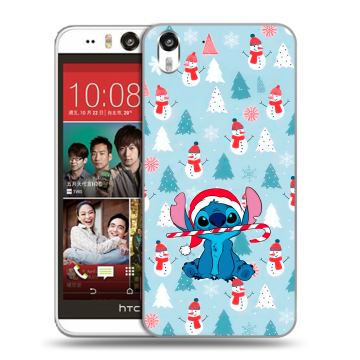 Пластиковый чехол на HTC Desire Eye с принтом Стич Новый год