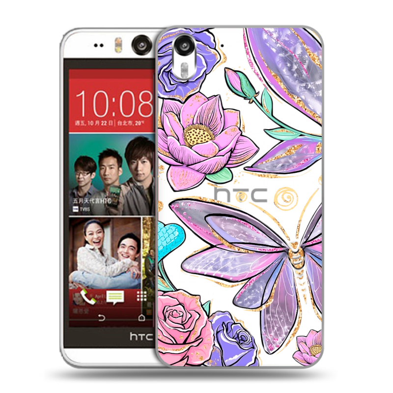 Пластиковый чехол на HTC Desire Eye с принтом Бабочки и цветы Пластиковый чехол на HTC Desire Eye с принтом Бабочки и цветы