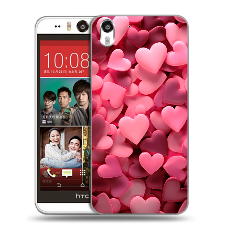 Пластиковый чехол на HTC Desire Eye с принтом розовые сердечки Пластиковый чехол на HTC Desire Eye с принтом розовые сердечки