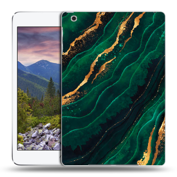 Силиконовый чехол на планшета Ipad Mini 3 с принтом Мрамор зеленое золото
