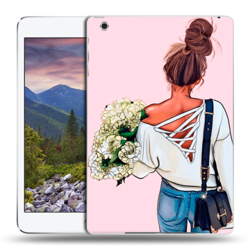 Силиконовый чехол на планшета Ipad Mini 3 с принтом Девушка и букет